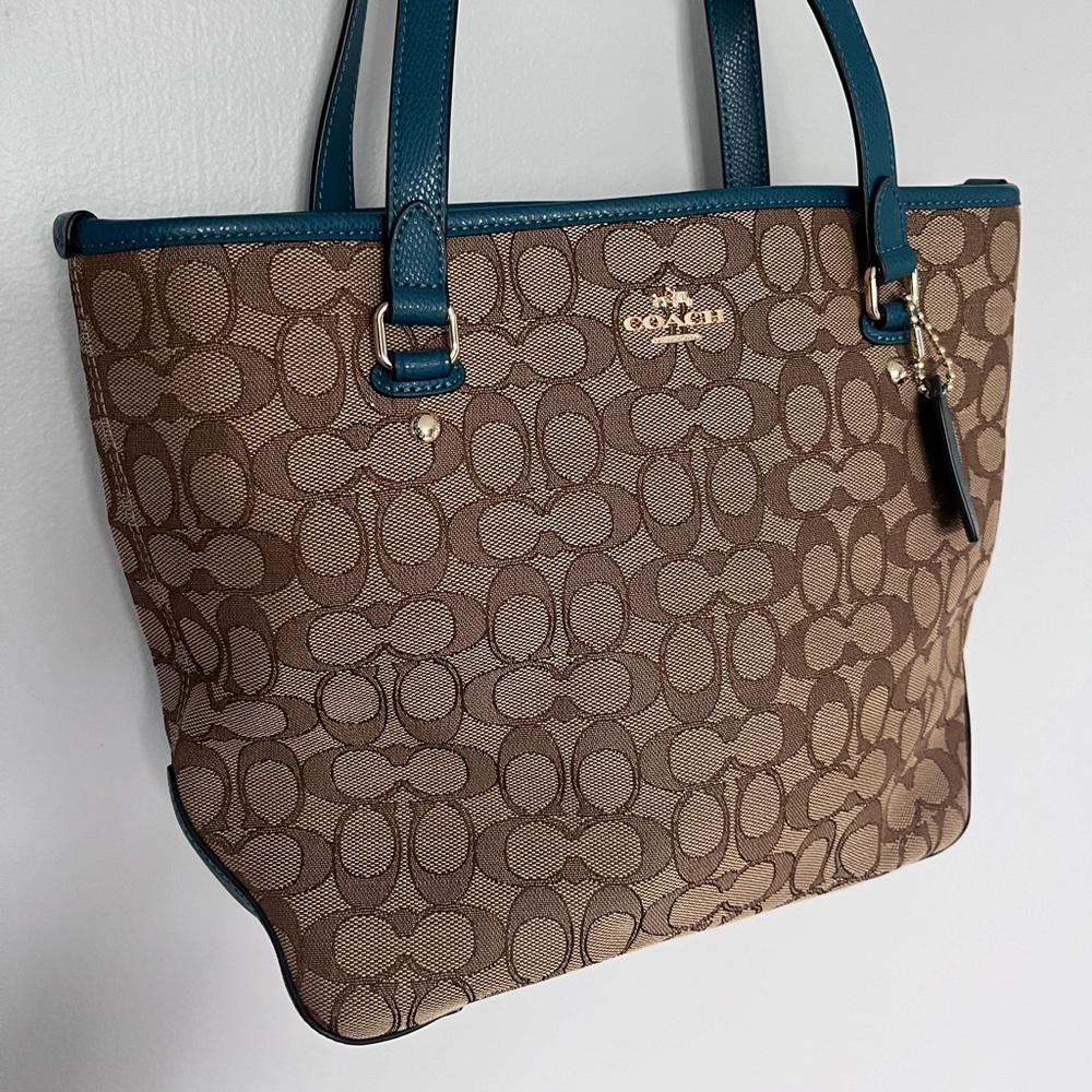 Coach Signature Turquoise Shoulder Tote